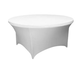 60" Round table with spandex cover - White