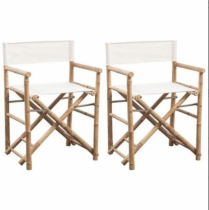 Bamboo White Folding Chair - Pair