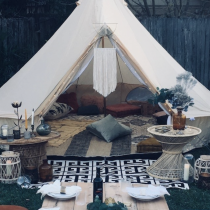 16ft - Teepee Lounge Package - ( Rugs, Low Pinic Cushions, Entrance lighting, Inside Decor)